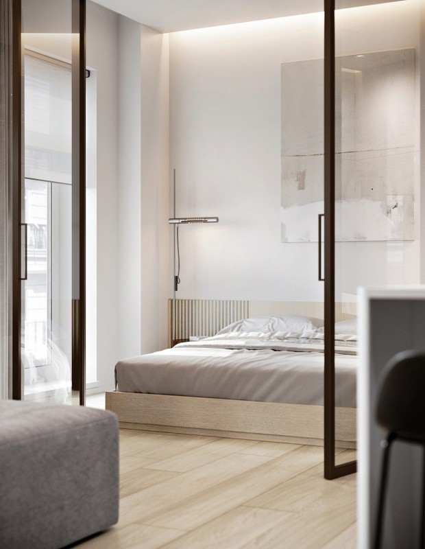 Иньтерьер апартаментов в нейтральных тонах