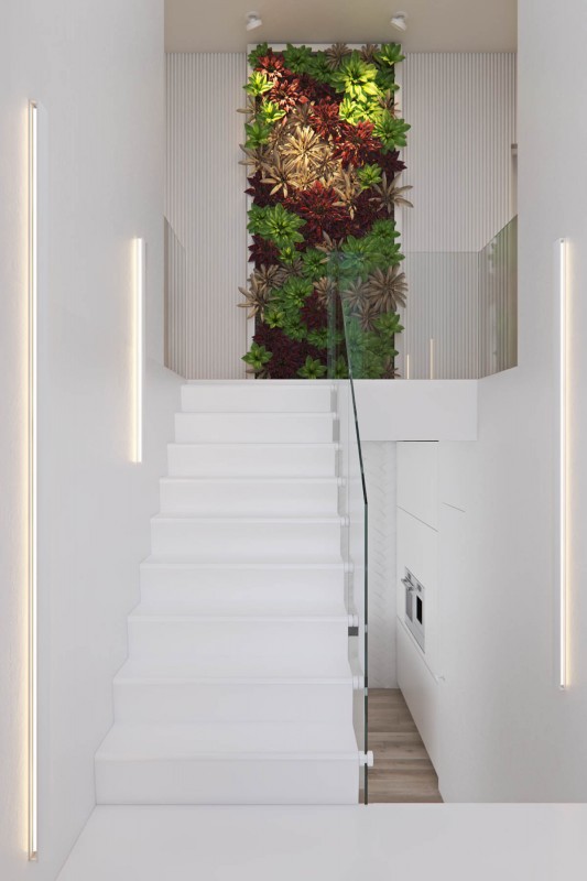 Сочетание белого, серого и кремово-бежевого цветов в интерьере двухуровневой квартиры Сочетание белого, серого и кремово-бежевого цветов в интерьере двухуровневой квартиры