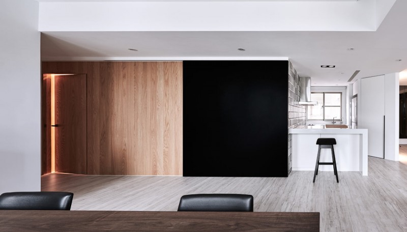 Монохромный интерьер квартиры в Тайчжуне, Тайвань