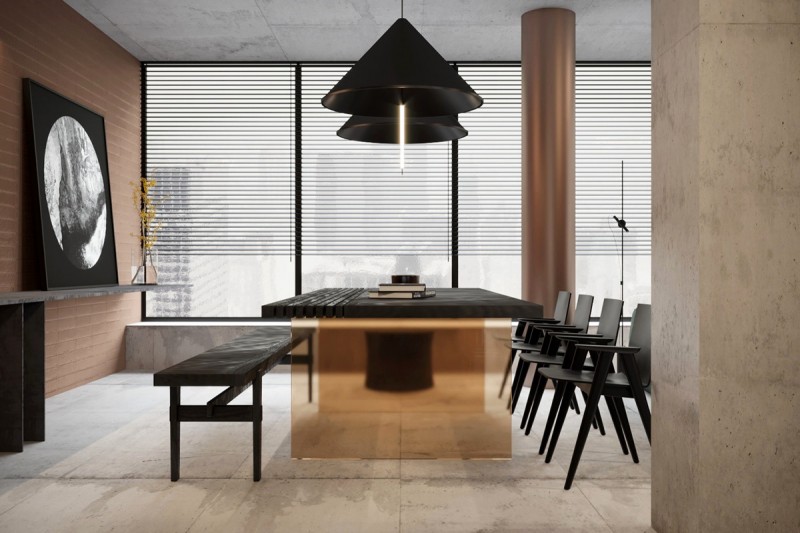 Проект лофта в темных тонах