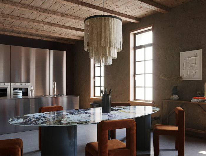 Сочетание оттенков деревенской эстетики и утонченной роскоши с игривыми штрихами азиатского стиля