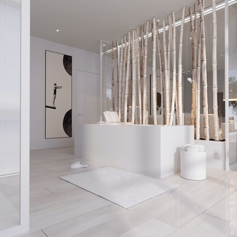 Белоснежный интерьер просторных двухуровневых апартаментов