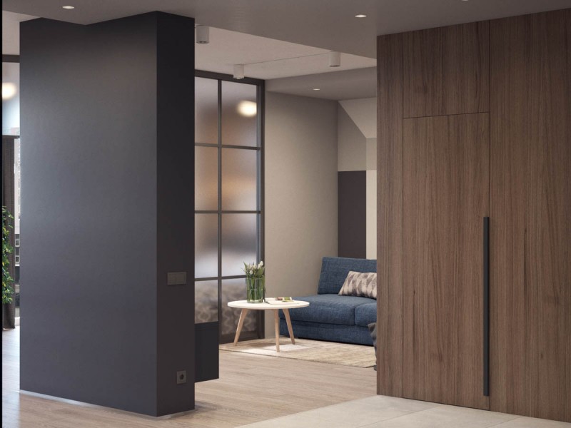 Интерьер уютных апартаментов в темных тонах