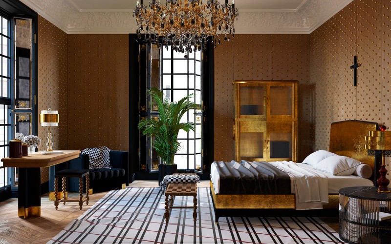 Золотые элементы в декоре просторного дома Золотые элементы в декоре просторного дома