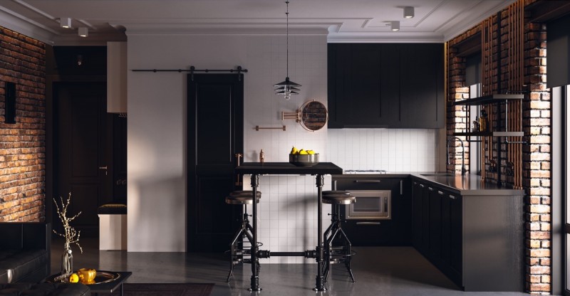 Студия в индустриальном стиле Студия в индустриальном стиле