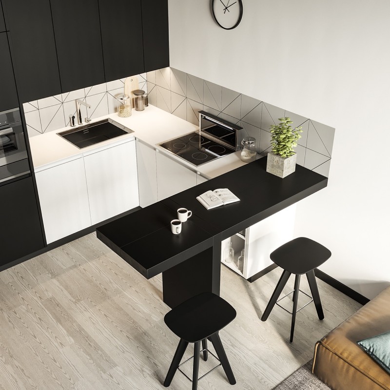 Нейтральная палитра в оформлении компактной квартиры с панорамными окнами