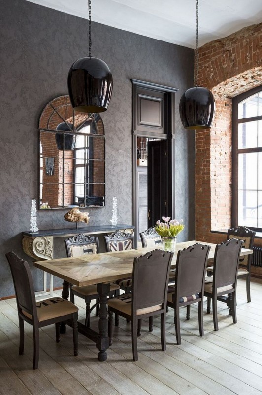 Современные, классические и индустриальные элементы в эффектном лофте