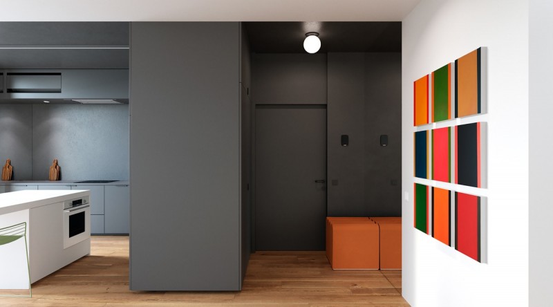 Контрастный интерьер квартиры площадью 70 кв.м.