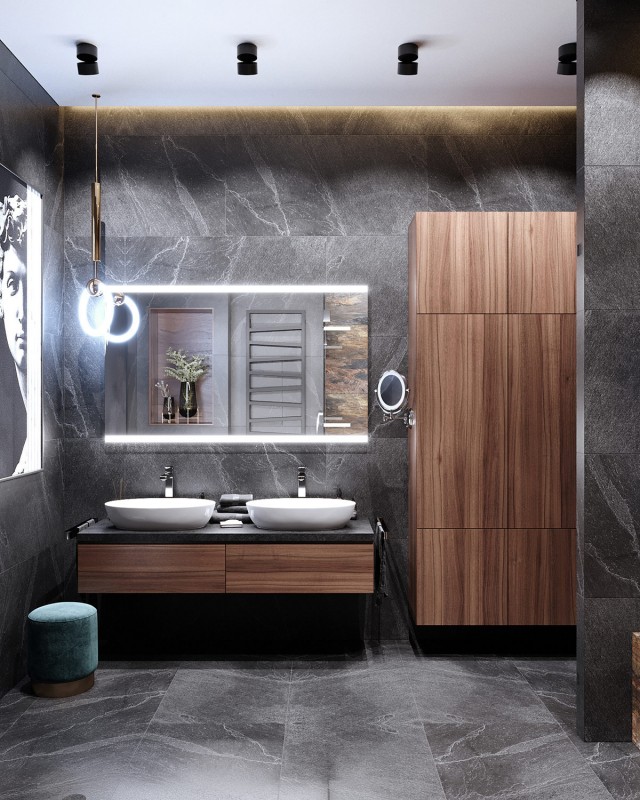 Неоклассический интерьер с акцентами кобальтового и изумрудного цветов