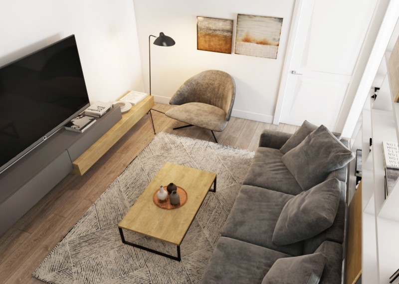 Интерьер пентхауса в серых тонах