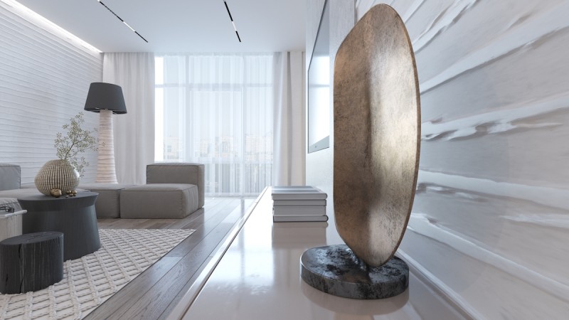 Минималистичный однотонный дизайн интерьера Минималистичный однотонный дизайн интерьера