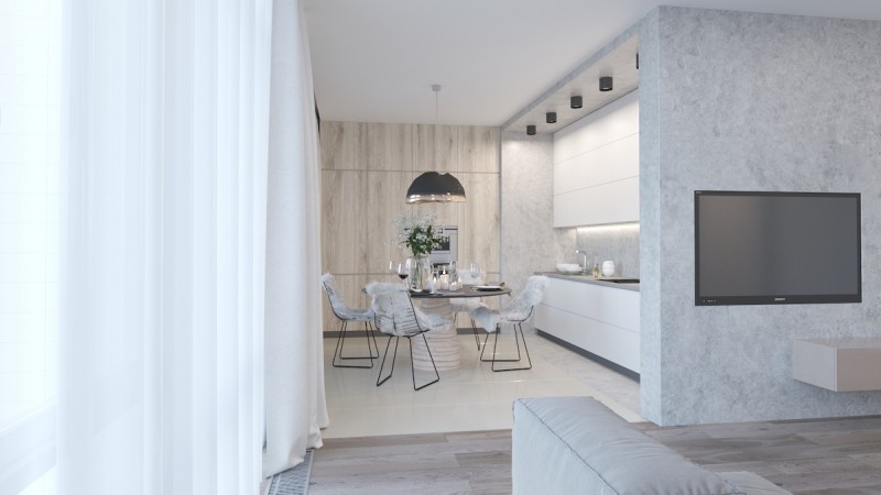 Минималистичный однотонный дизайн интерьера Минималистичный однотонный дизайн интерьера