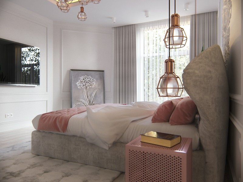 Просторная квартира для молодой девушки, оформленная в нежных тонах