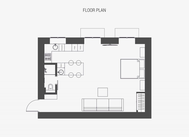 Студия в индустриальном стиле Студия в индустриальном стиле