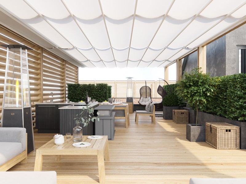 Интерьер загородного дома с террасой на крыше площадью 250 кв.м. Интерьер загородного дома с террасой на крыше площадью 250 кв.м.