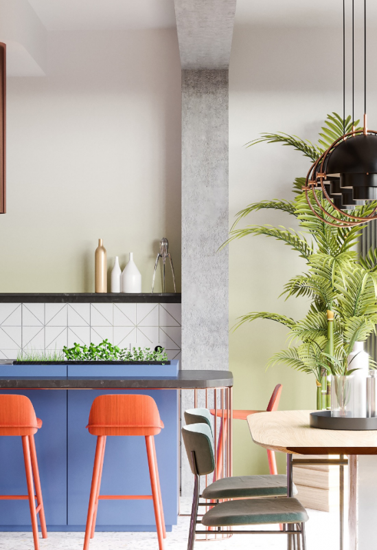 Яркая красочная квартира для пары с детьми