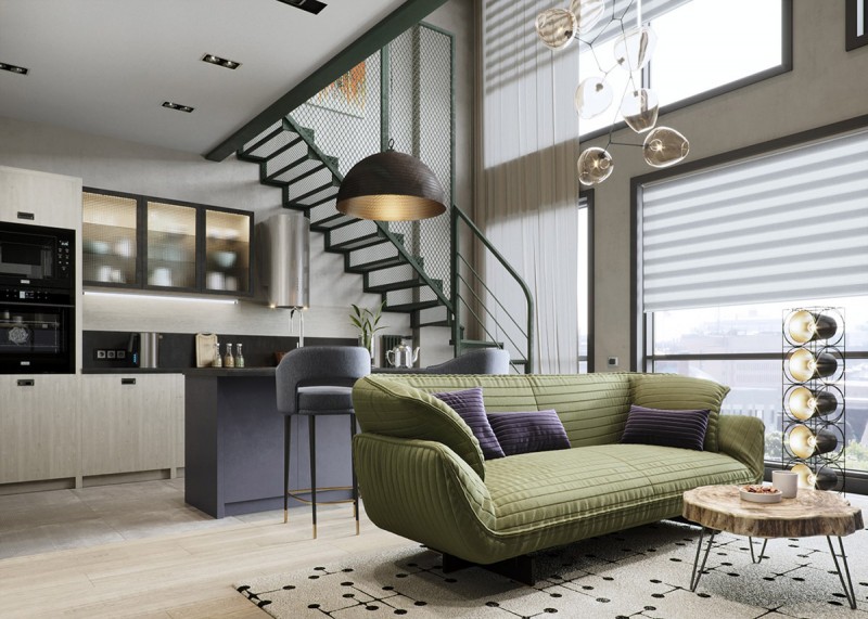 Оформление интерьера лофта в натуральных тонах