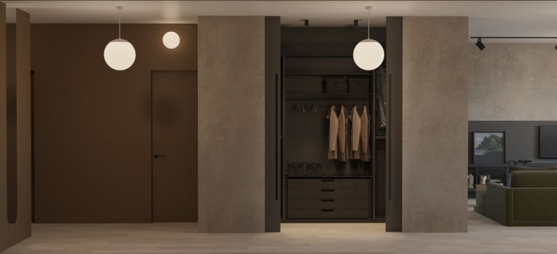 Проект квартиры в темных тонах