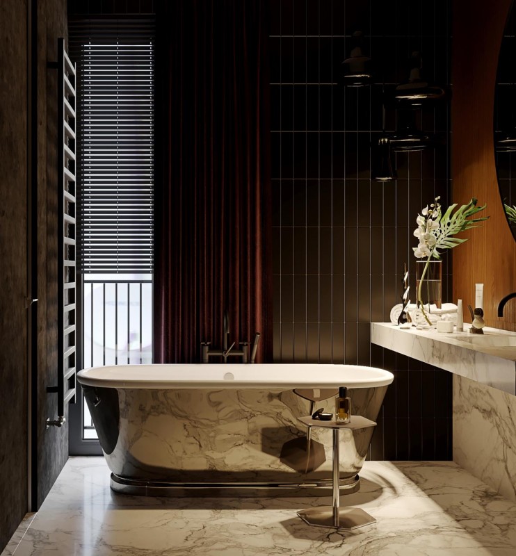 Шикарные монохромные апартаменты с яркими акцентами Шикарные монохромные апартаменты с яркими акцентами