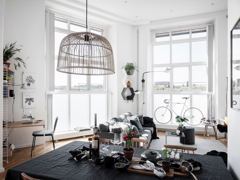 Однокомнатная квартира с мансардой в Швеции Однокомнатная квартира с мансардой в Швеции