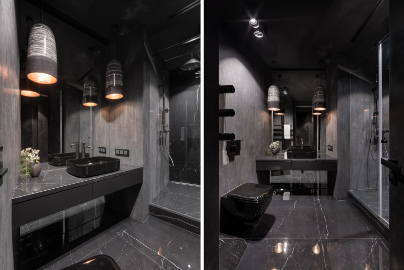 Брутальный стильный интерьер просторного пентхауса