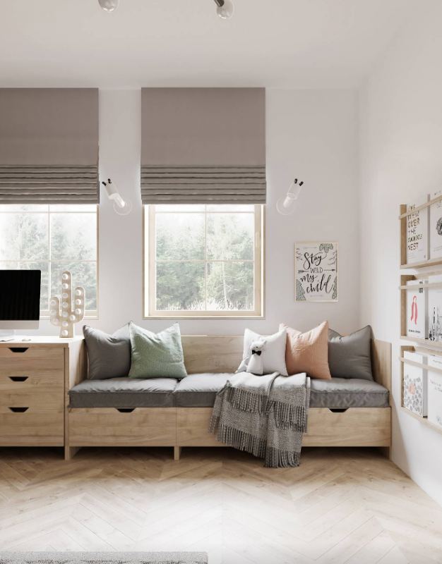 Умеренно аскетичное пространство для молодой семьи с двумя детьми Умеренно аскетичное пространство для молодой семьи с двумя детьми