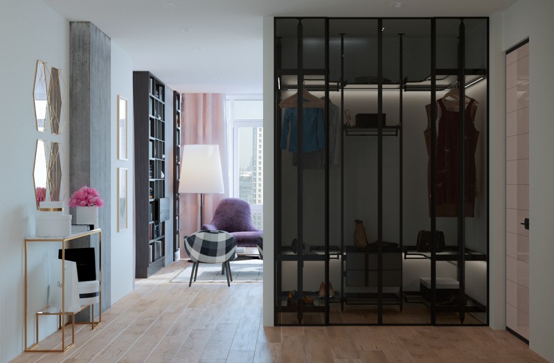 Оригинальное зонирование небольшой квартиры