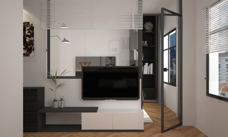 Проект апартаментов с доминирующим черно-белым дизайном