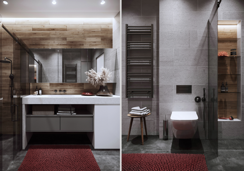 Зелень и гранат: проект квартиры для молодой пары