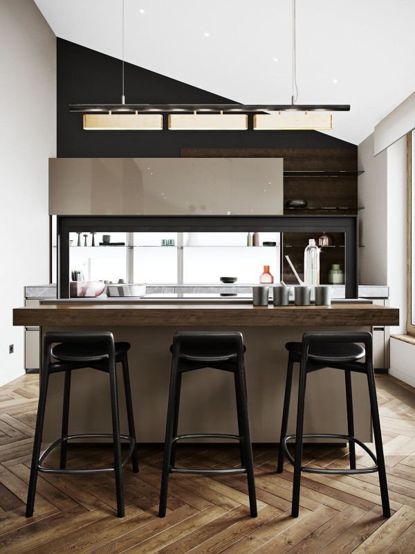 Строгий и роскошный интерьер двухуровневой квартиры Строгий и роскошный интерьер двухуровневой квартиры