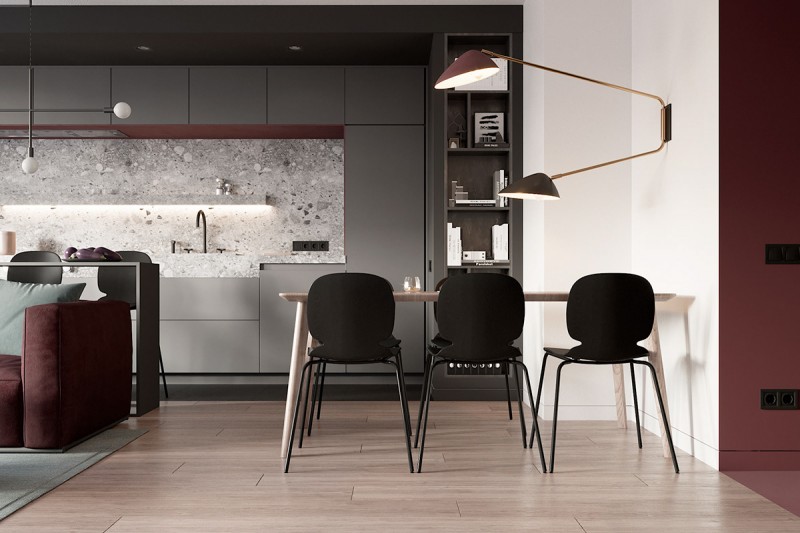 Богатый и благородный цвет "марсала" в современном интерьере