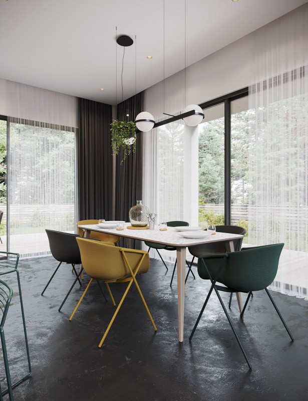 Темный декор с красочными акцентами