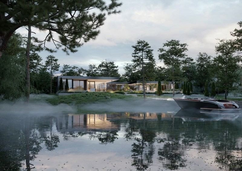 Финская вилла со стеклянными стенами и собственным пирсом