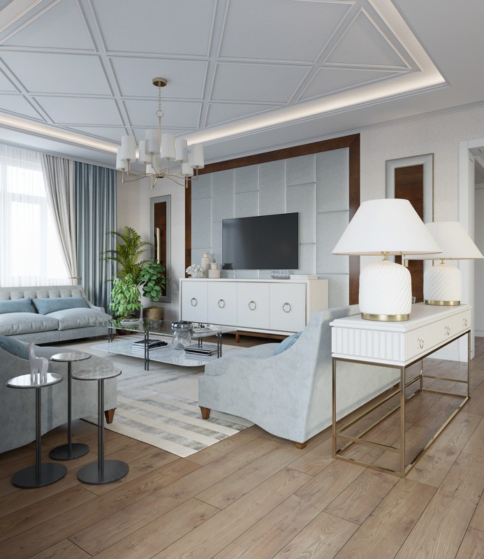 Интерьер загородного дома в пастельных тонах