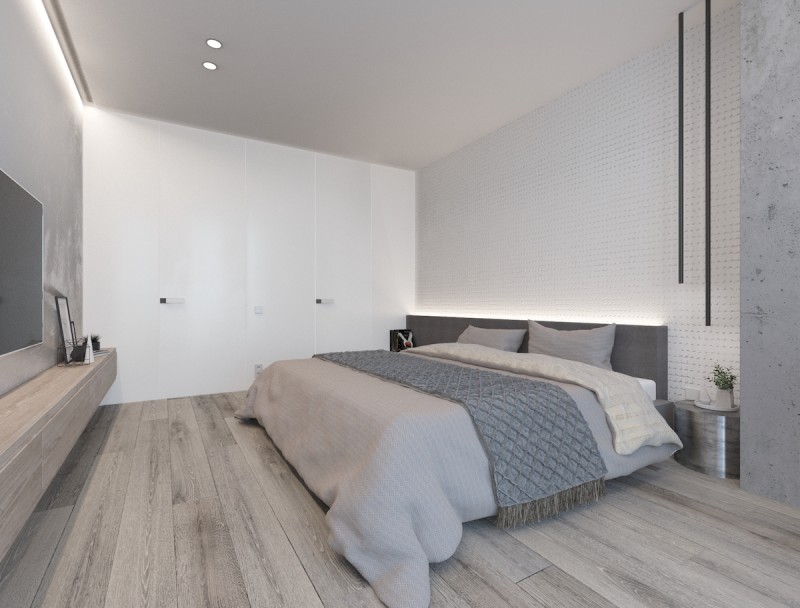 Минималистичный однотонный дизайн интерьера Минималистичный однотонный дизайн интерьера