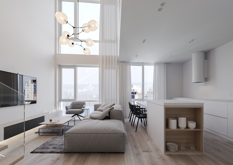 Двухуровневые апартаменты в стиле "минимализм" Двухуровневые апартаменты в стиле "минимализм"