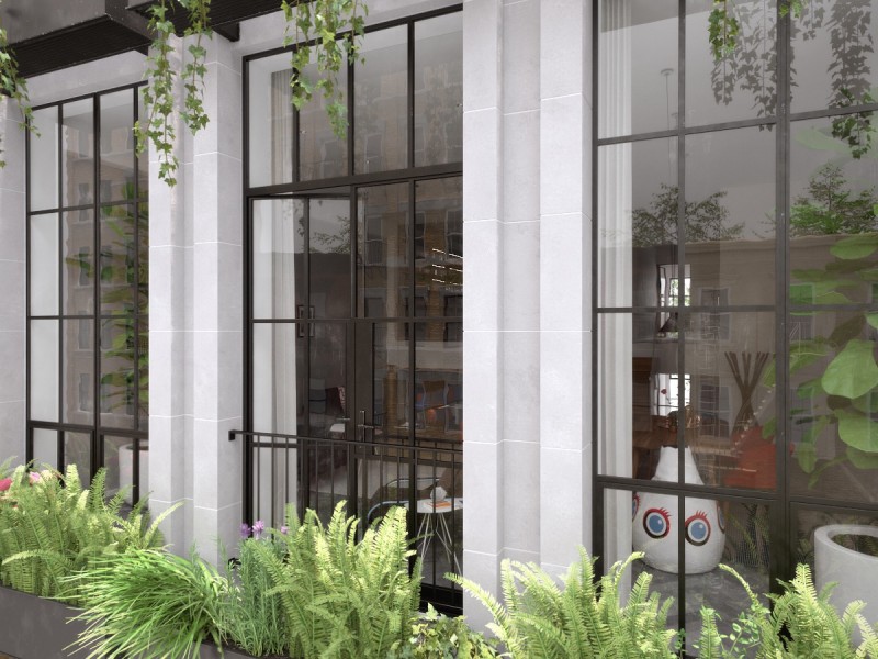 Просторный светлый лофт с яркими акцентами