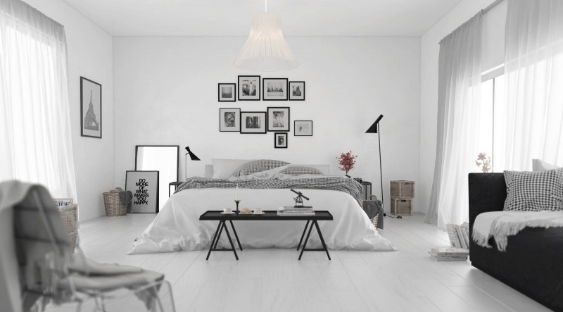 Черно-белое оформление виллы в Дубае