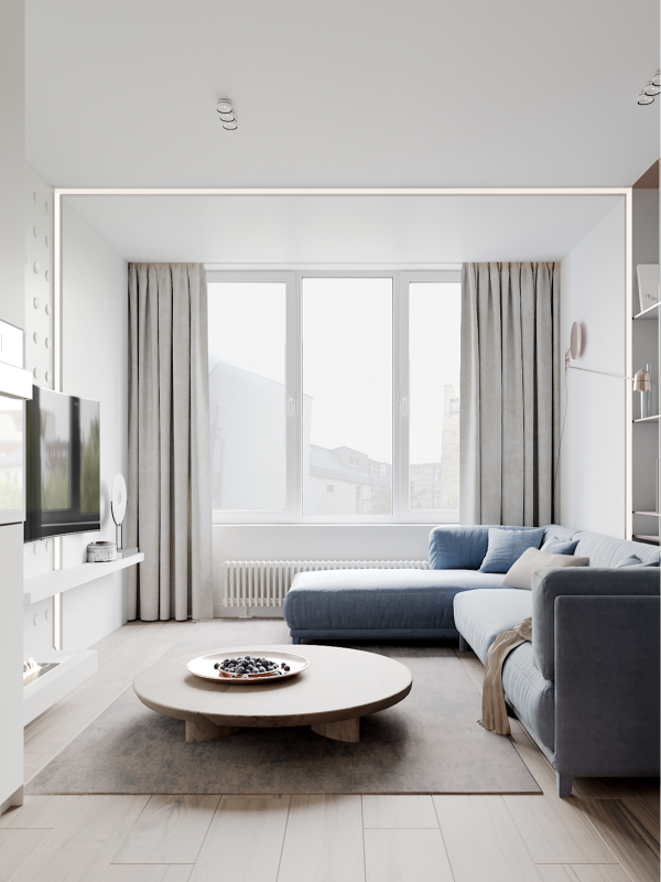 Проект квартиры, оформленной  в пастельных тонах