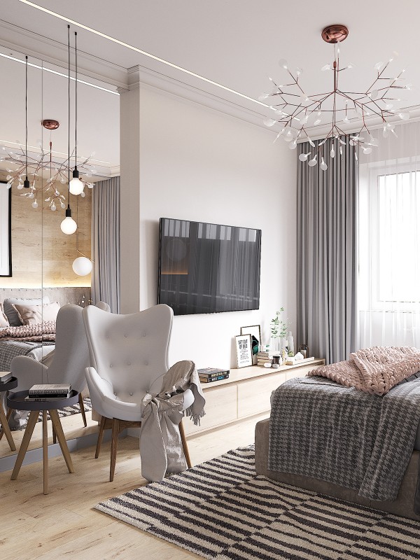 Современная квартира в приятной цветовой гамме с ноткой скандинавского настроения