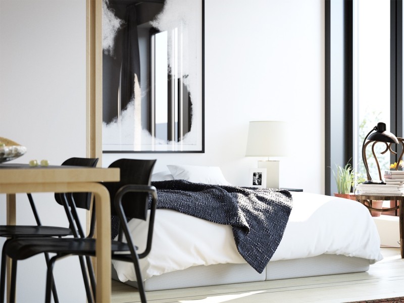 Акцент на черный в нейтральном интерьере