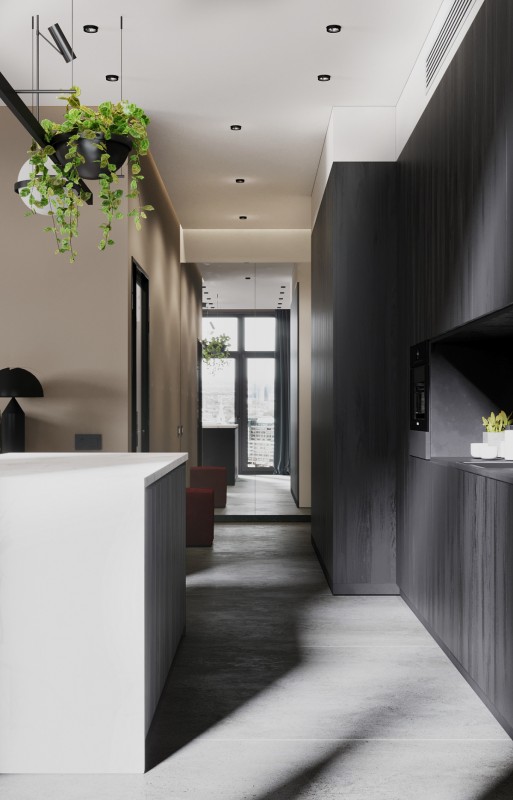 Строгий интерьер в темных тонах