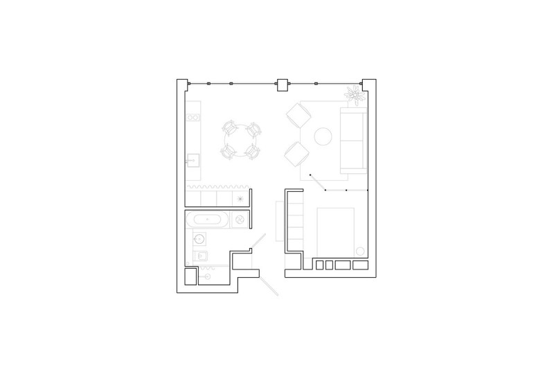 Светлые апартаменты площадью 45 кв.м.