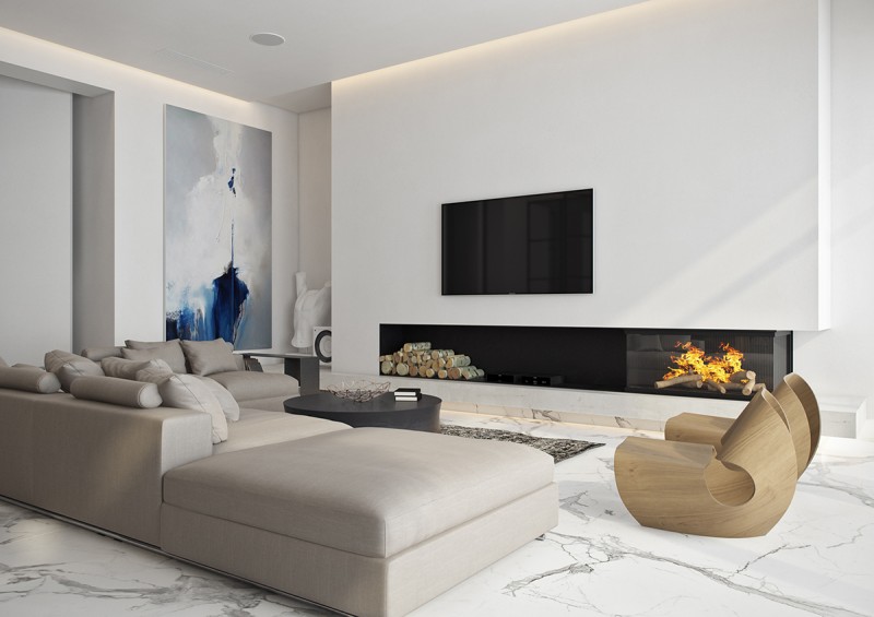 Панорамные окна в доме у моря