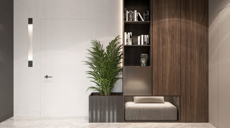 Монохромный интерьер квартиры в Кракове