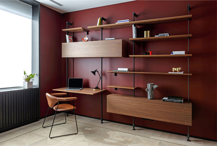 Благородные цвета и материалы в сочетании с современными формами в декоре небольших апартаментов