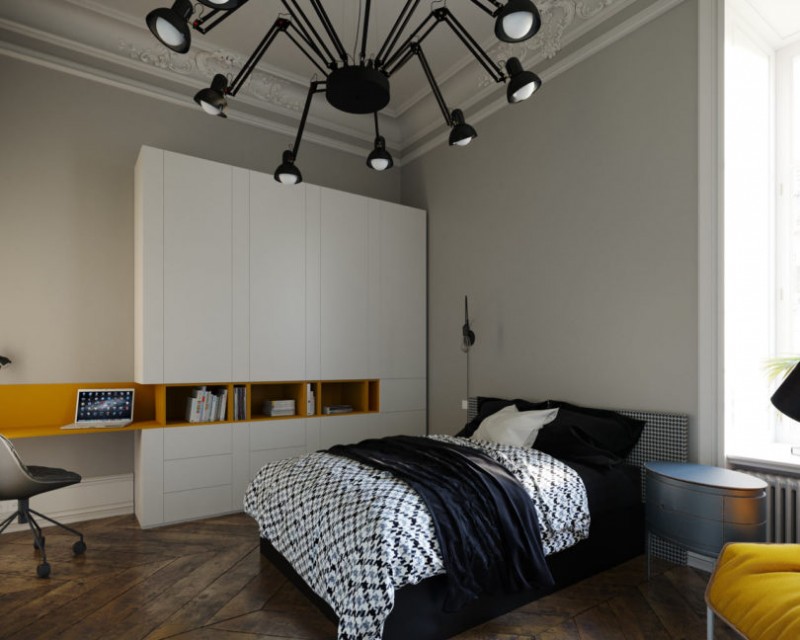 Эклектичная монохромная квартира в Руане, Франция