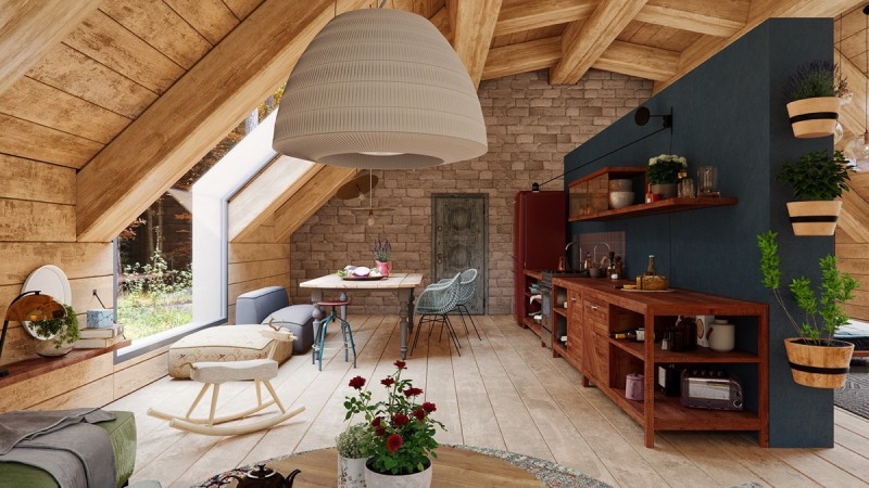 Проект уютного современного дома в лесу