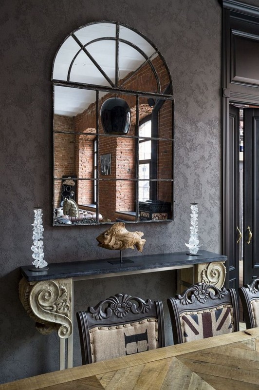 Современные, классические и индустриальные элементы в эффектном лофте