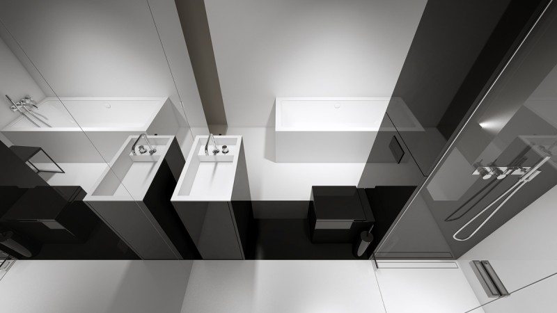 Комбинация белого с серым и акцентная мебель в дизайне квартиры